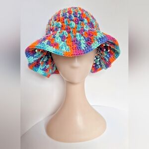 NEW, Crochet sunny bucket hat, 100% cotton, handmade